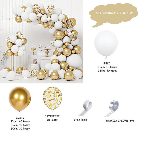 Baloni Girlanda belo-zlata - Mali darovi
