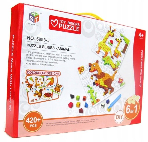 DIY puzzle za otroke 6v1 - ŽIVALI 420 kos - Mali darovi